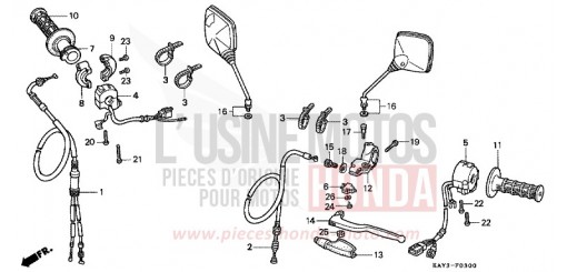 LEVIER DE GUIDON/COMMUTATEUR/CABLE NX125K de 1989